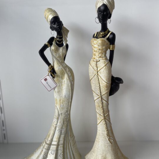 Conj. Estatueta Africana Decorativa (Marfim)