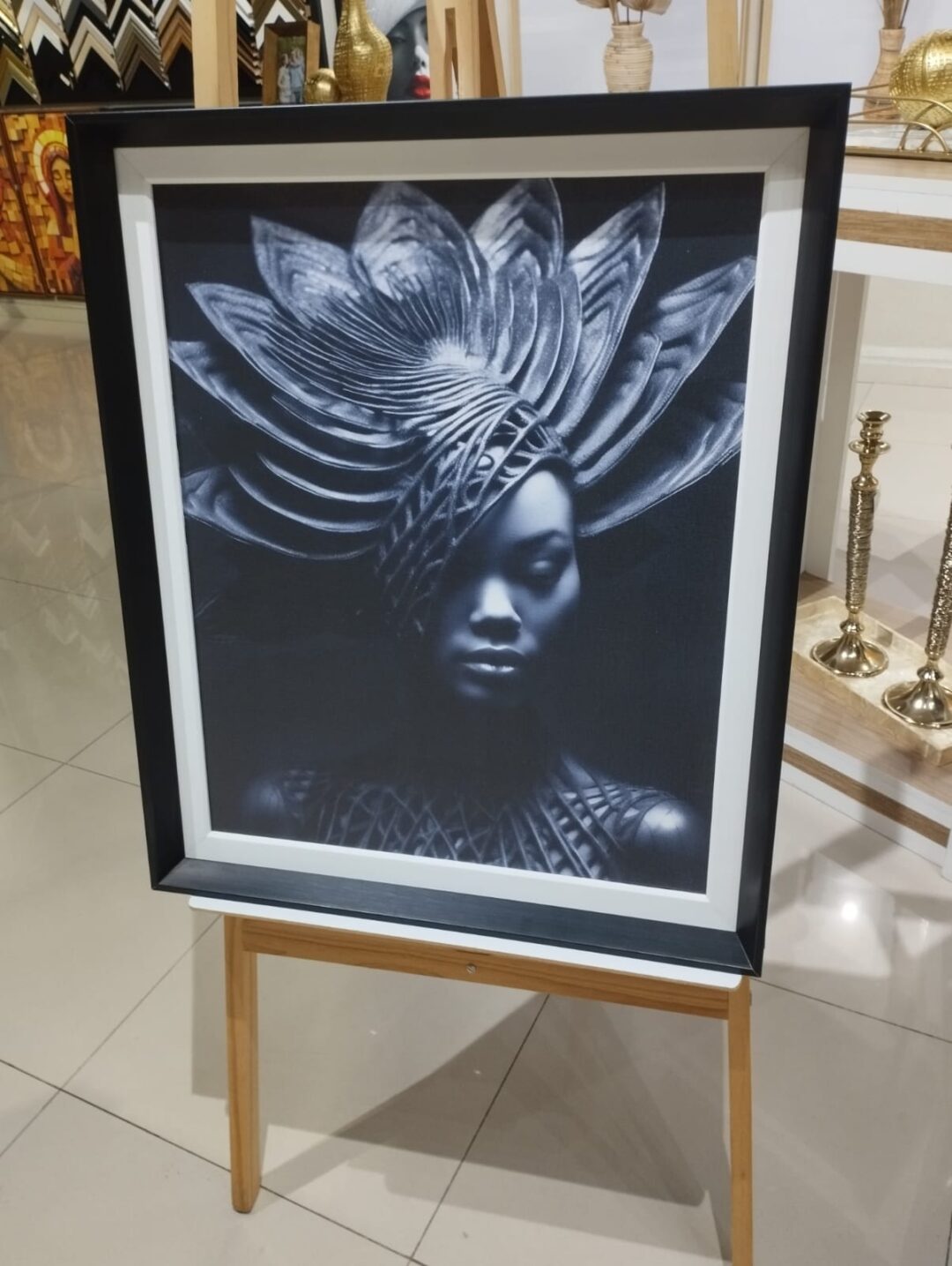 Quadro Negra com Folhas P&B
