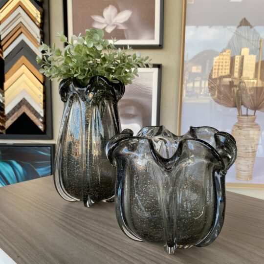Vasos decorativos Murano Fumê brilho
