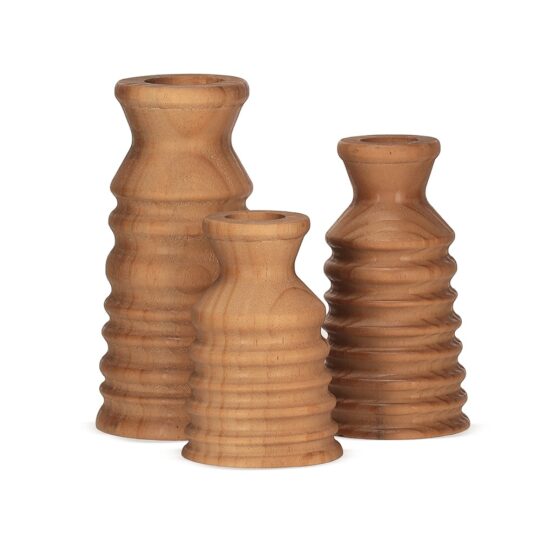 Kit vasos em madeira- 3 peças